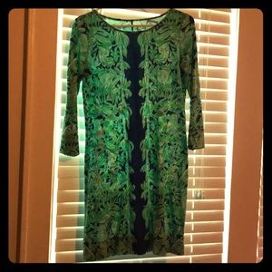Lilly Pulitzer 3/4 sleeve green blue dress